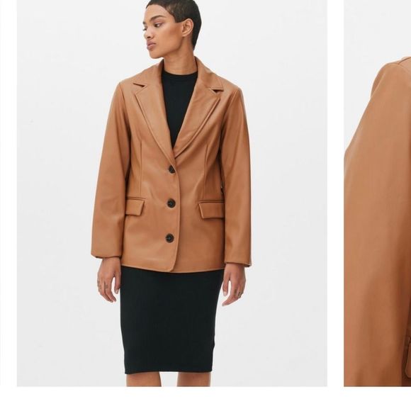 Primark Camel Faux Leather Vegan Blazer 